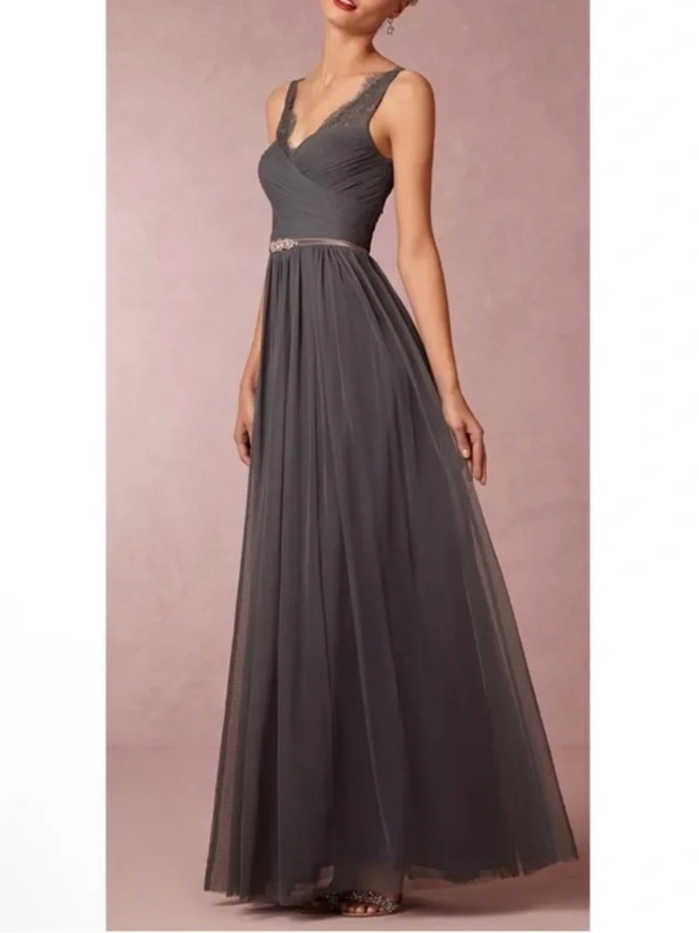 Hitherto x BHLDN Fleur Dress in a dark gray/pewter